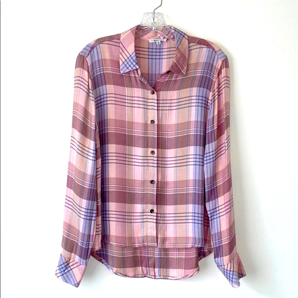 Splendid Collection Plaid Split Back Button Down
